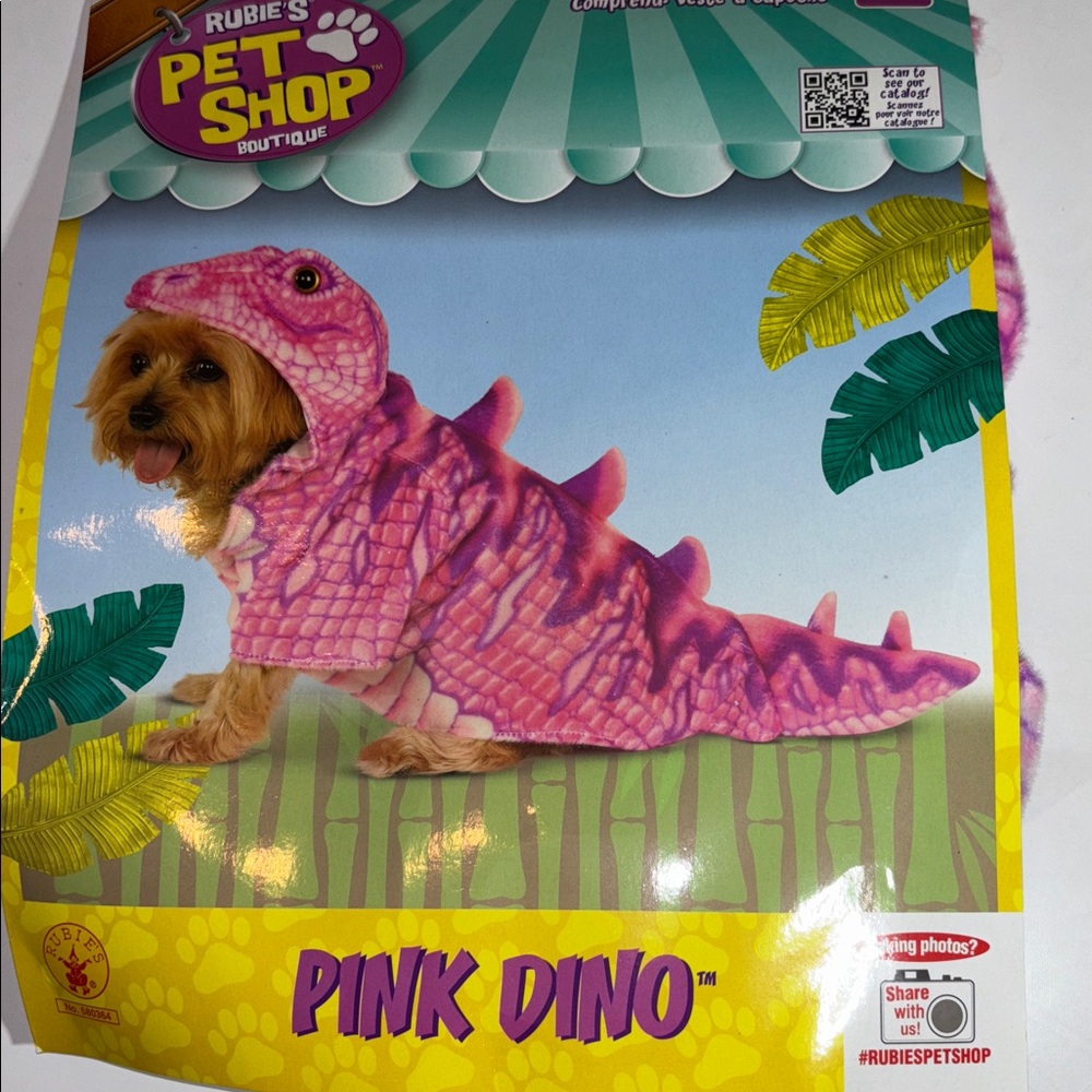 Rubie's Pink Dinosaur Dog Halloween Costume L NWT